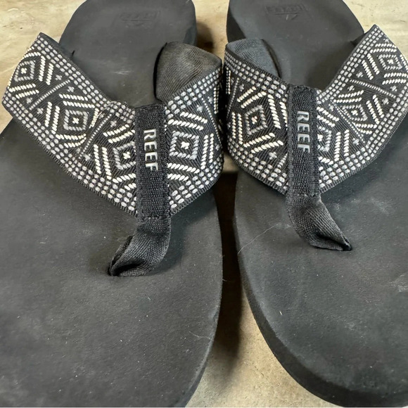 Reef Spring woven sandals flip flops womens 9 black white beach summer comfort - Picture 5 of 8